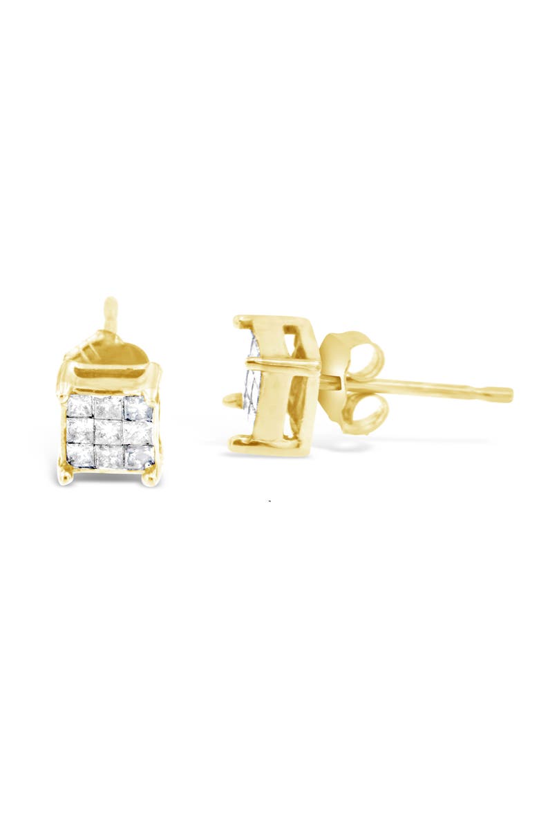 Haus of Brilliance 10K Yellow Gold PrincessComposite 18-stone Diamond Earrings, Main, color, Yellow