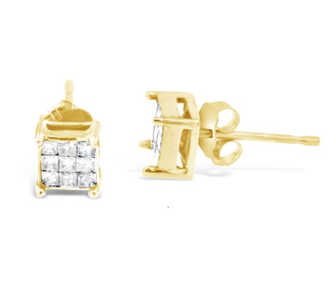 10K Yellow Gold PrincessComposite 18-stone Diamond Earrings