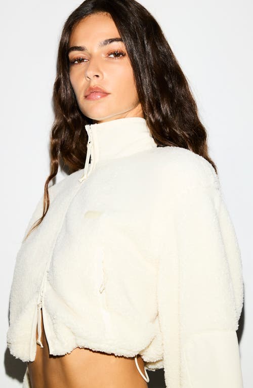 Skims Faux Shearling Crop Jacket In White