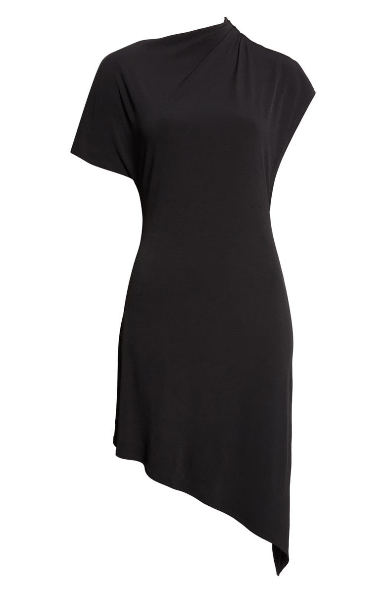 Sandy Liang Sonar Asymmetric Jersey Cutout Dress, Alternate, color, Black