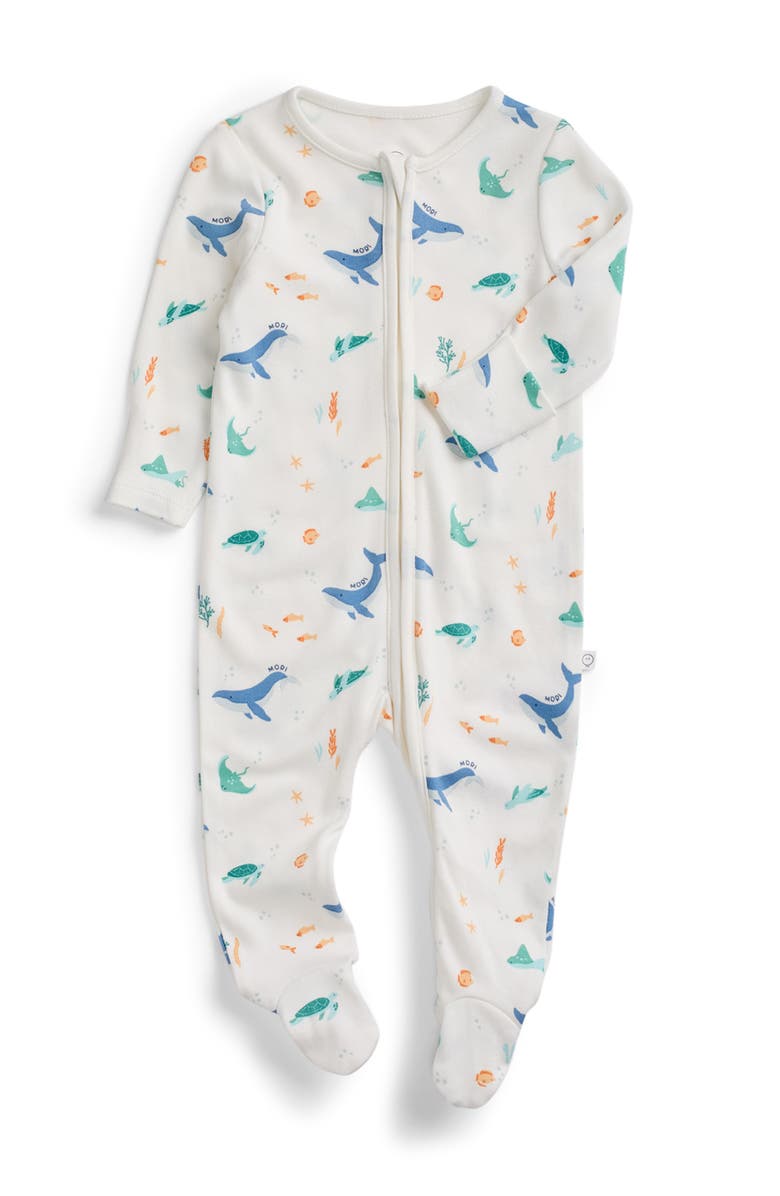 MORI Print Two Way Zip Up Sleepsuit, Main, color, Whale Print