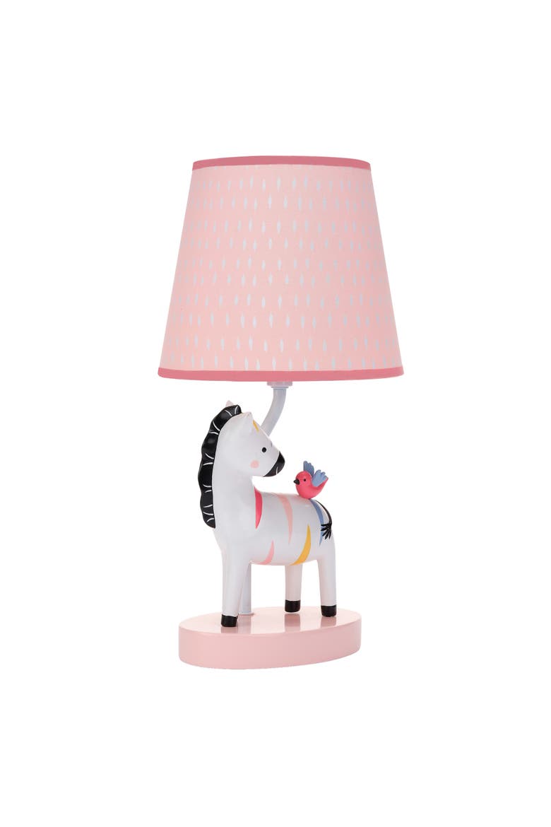 Jazzy Jungle Zebra Nursery Lamp with Shade & Bulb, Alternate, color, Pink