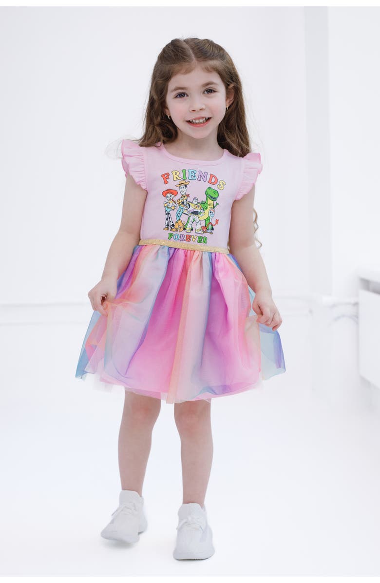 Disney Toy Story Short Sleeve Tutu Dress, Alternate, color, Pink Rainbow