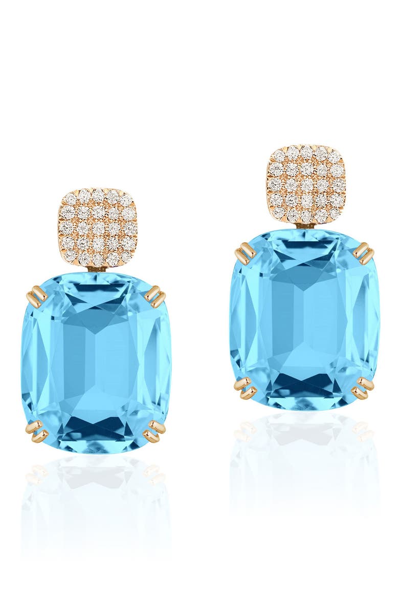 Gossip Cushion Cut Drop Earrings, Main, color, PALE BLUE