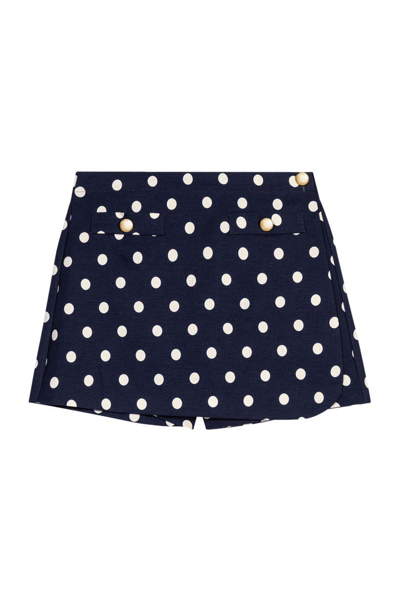 Linen blend skort, Alternate, color, Navy dots print