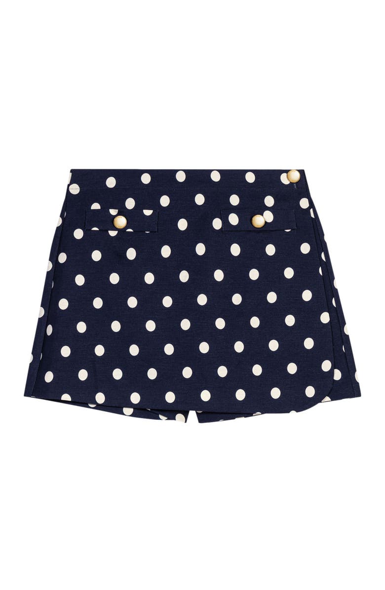 maje Linen blend skort, Alternate, color, Navy Dots Print