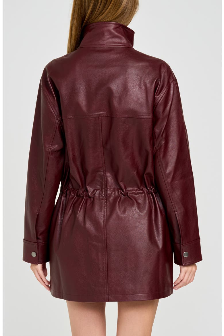 Angelina Faux Leather Jacket, Alternate, color, BURGUNDY