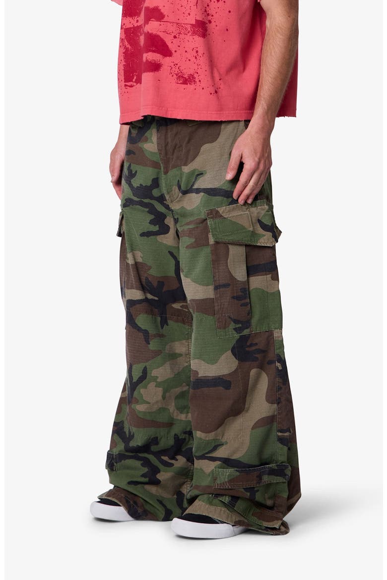 Military Rave Wide Leg Cargo Pants, Alternate, color, CAMO