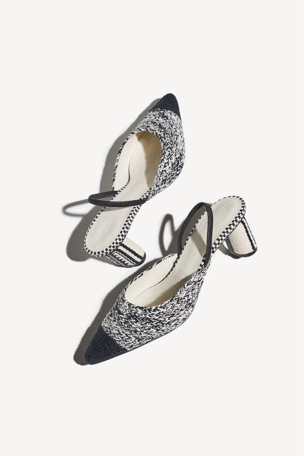 Ines-E Slingback Strap Block Heel Mules, Alternate, color, Ivory Black