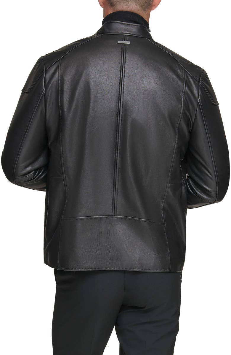 Andrew Marc Bantam Leather Moto Jacket, Alternate, color, Black