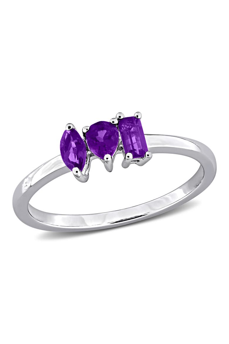 Amethyst 3-Stone Ring in Sterling Silver, Main, color, Amethyst