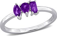 Julianna B. Amethyst 3-Stone Ring in Sterling Silver