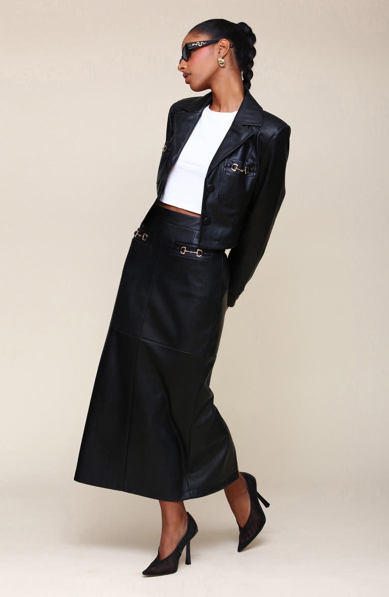 Avec Les Filles Faux-Ever Leather<sup>™</sup> Metal Bit Crop Jacket, Alternate, color,