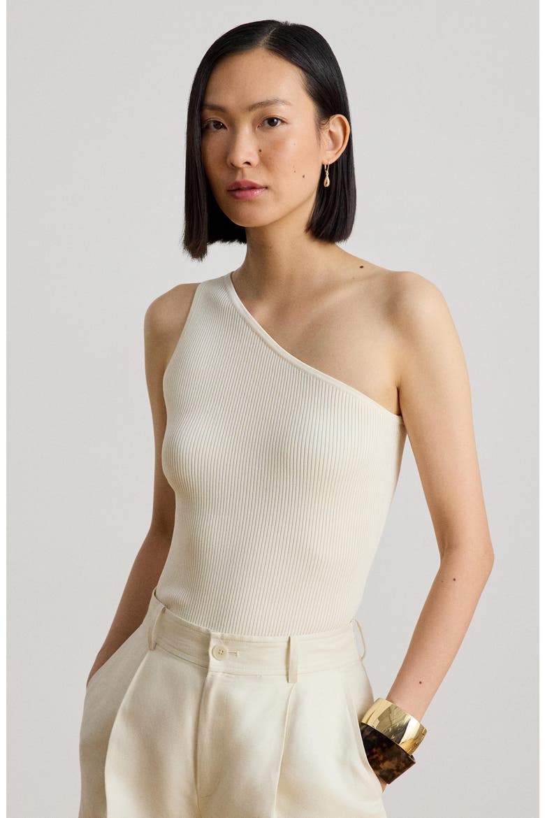 Rib One-Shoulder Top, Alternate, color, MASCARPONE CREAM