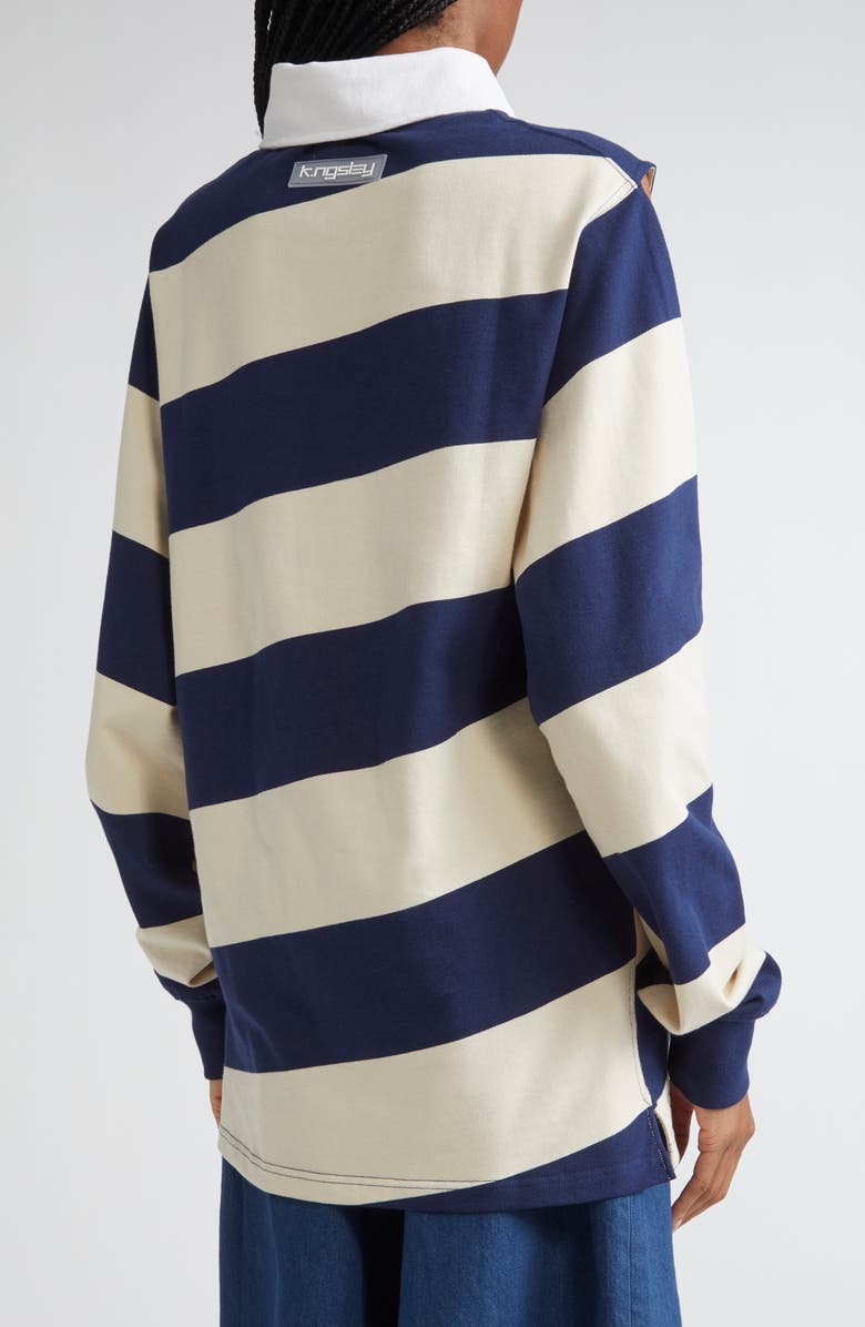 K.NGSLEY Gender Inclusive Pegasus Polo, Alternate, color, Off-White/ Navy