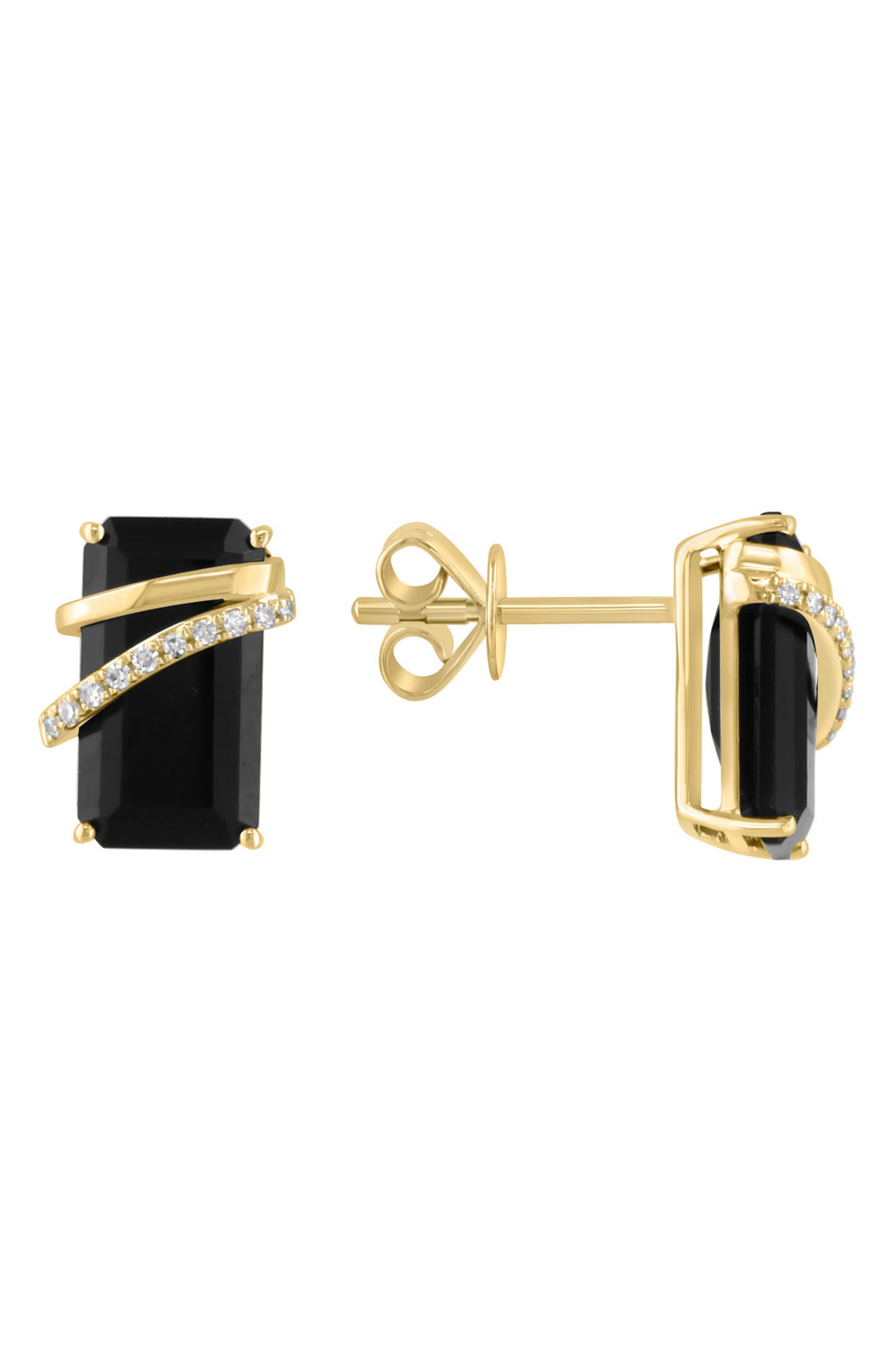 EFFY 14K Gold Diamond & Onyx Stud Earrings