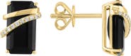 EFFY 14K Gold Diamond & Onyx Stud Earrings