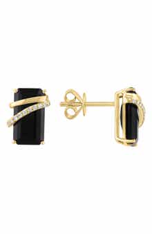 EFFY 14K Gold Diamond & Onyx Stud Earrings