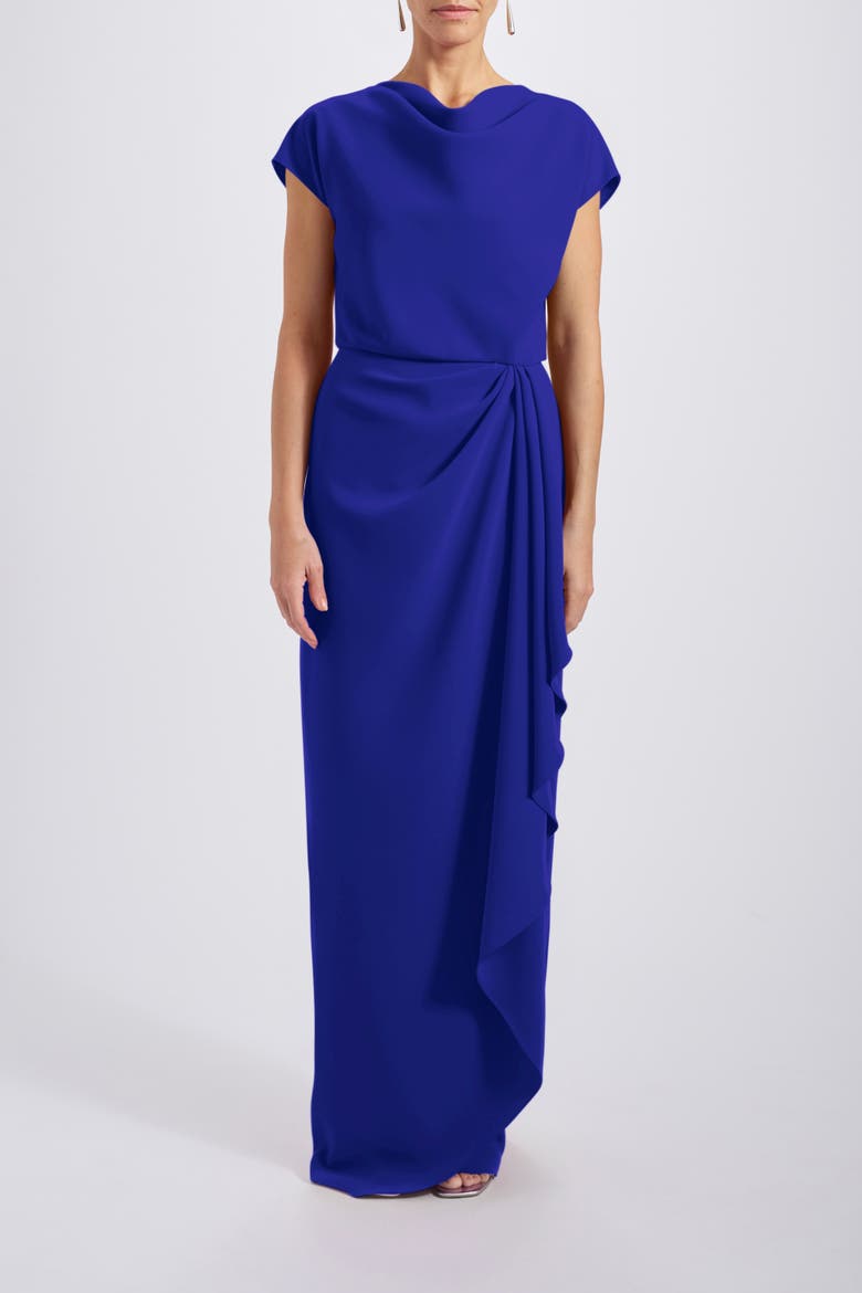 Draped Crepe Gown, Main, color, Cobalt