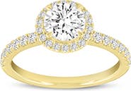 LuvMyJewelry Paloma 14K Yellow Gold Round Cut Lab Grown Diamond Halo Engagement Ring - 1.5 ctw