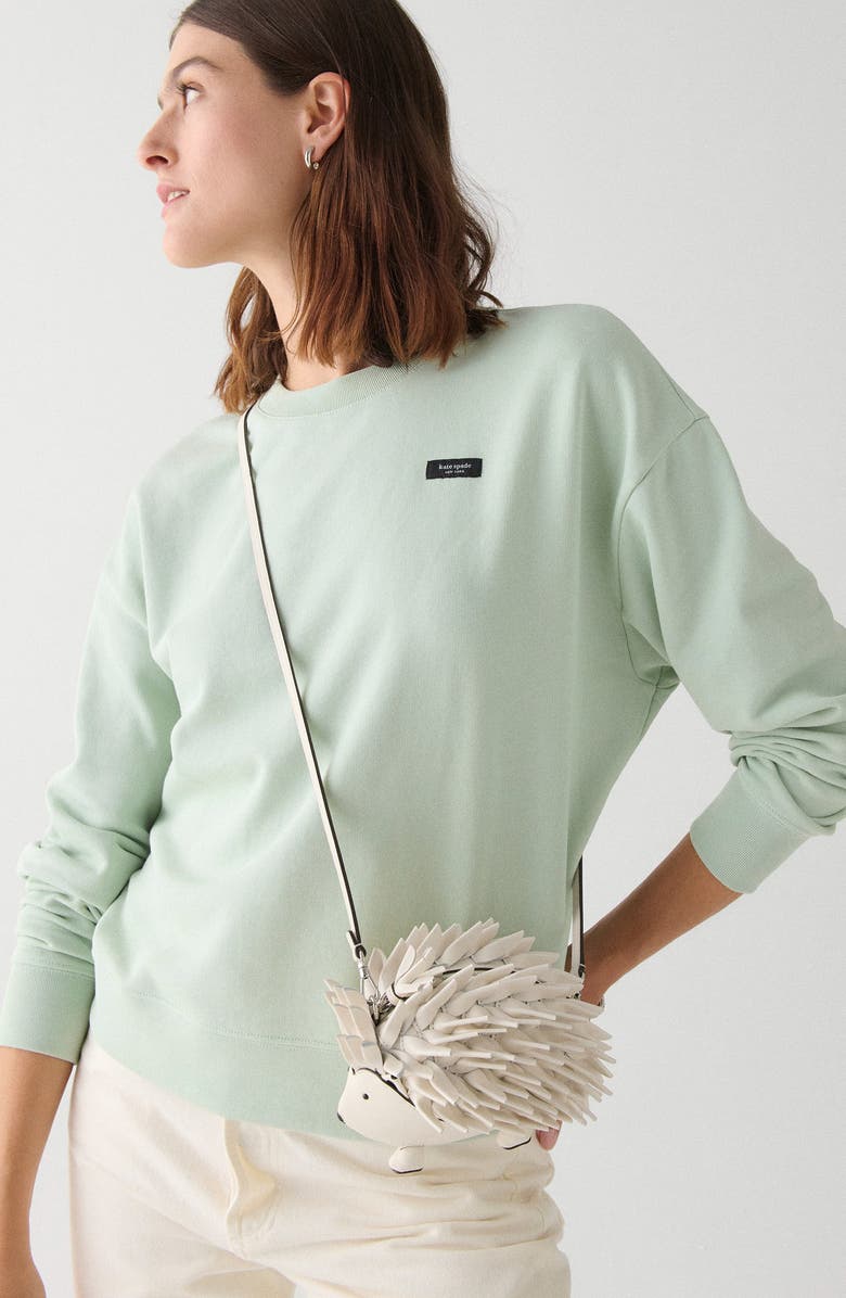 Kate Spade New York critters stevie hedgehog crossbody bag, Alternate, color, Cashew Milk