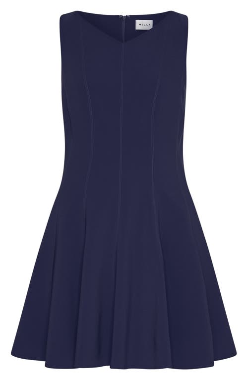 Milly Sleeveless Fit & Flare Minidress In Blue
