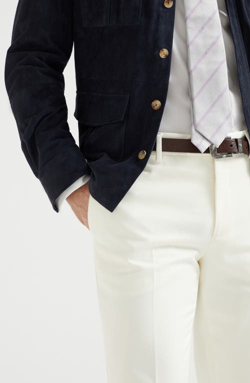Brunello Cucinelli Cotton-virgin Wool Gabardine Italian Trousers In Panama
