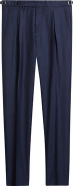 Zanella Danny Pleated Solid Wool Dress Pants