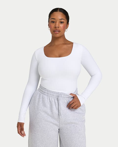 Dual Wear Long Sleeve Scoop Neck Top