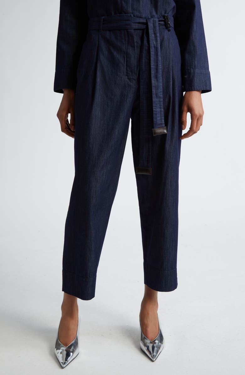 Max Mara Amour Denim Belted Crop Pants, Main, color, 