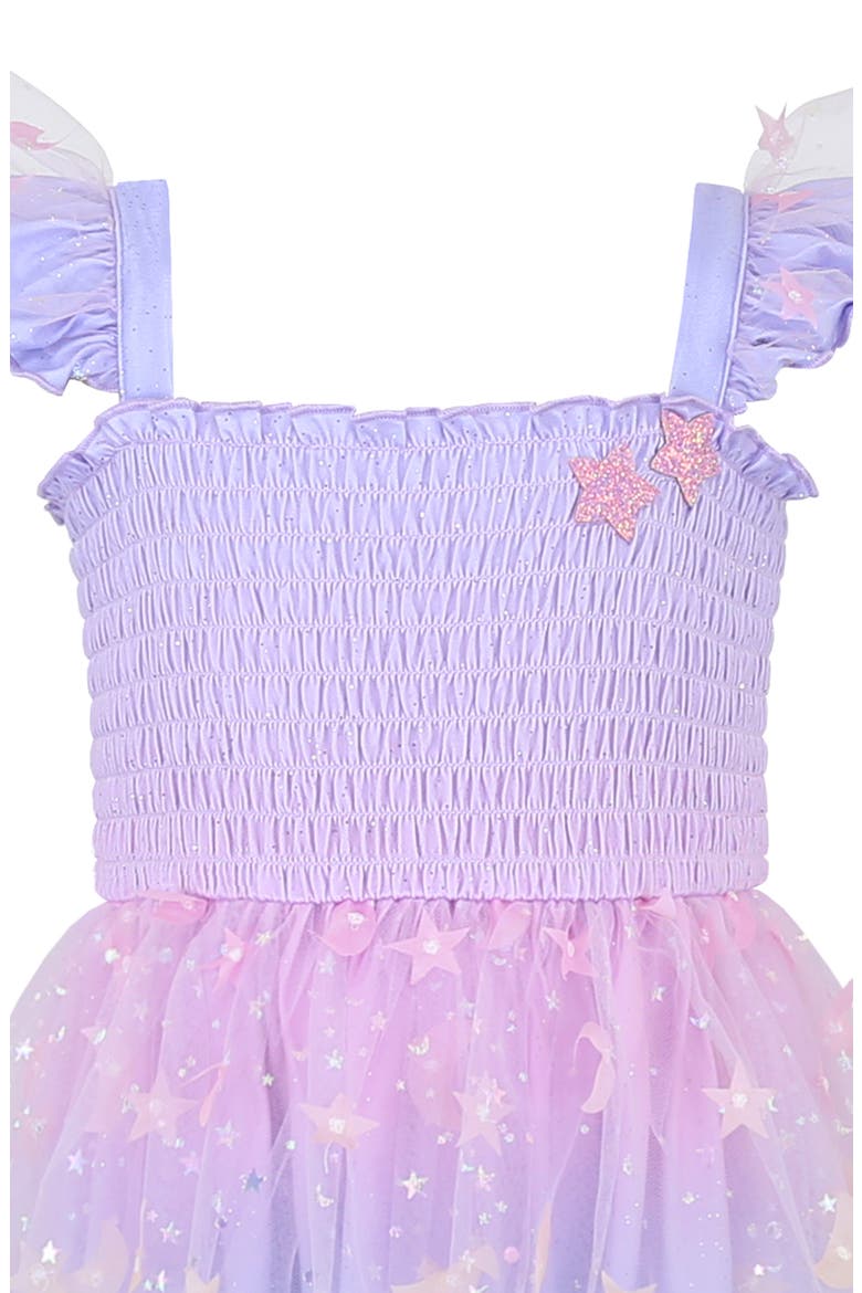 Kids' Glitter Flutter Sleeve Smocked Bodice & Tulle Skirt, Alternate, color, ORCHID MULTI