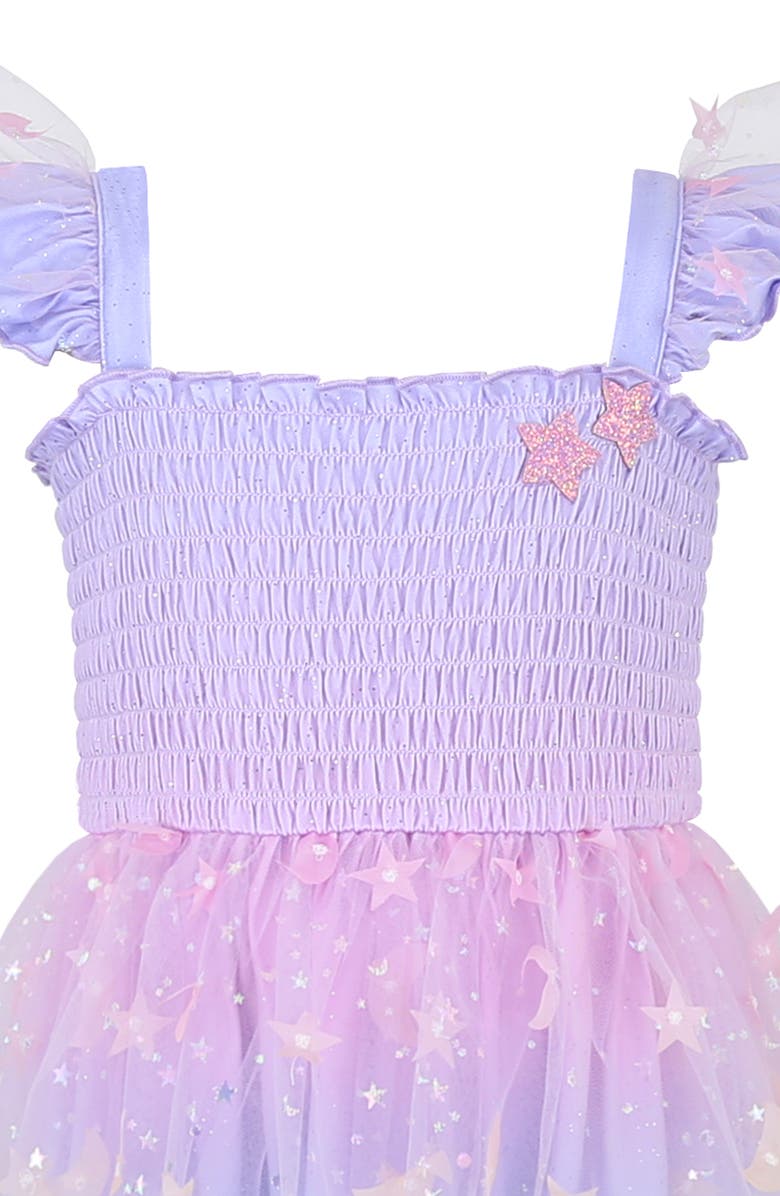 Zunie Kids' Glitter Flutter Sleeve Smocked Bodice & Tulle Skirt, Alternate, color, 