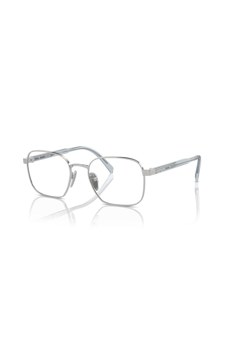 Prada 53mm Rectangle optical glasses, Main, color, Silver