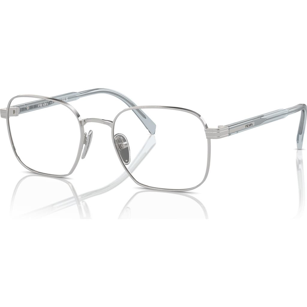 Prada 53mm Rectangle Optical Glasses In Gray
