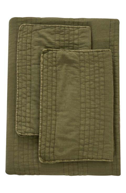 Stone Washed Cotton Quilt & Sham Set