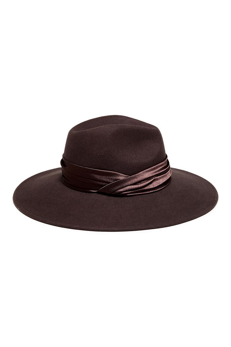 Emmanuelle Wool Felt Fedora, Main, color, ESPRESSO