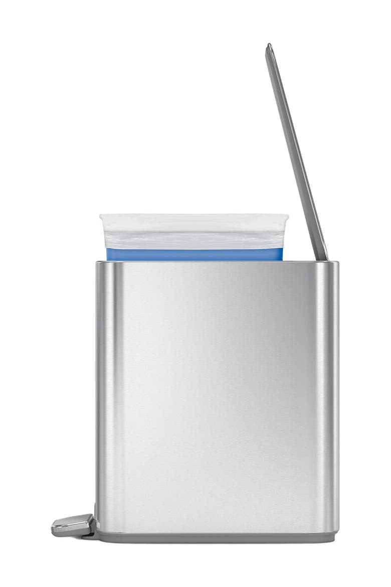 5L slim step can, Alternate, color, BRUSHED STAINLESS STEEL