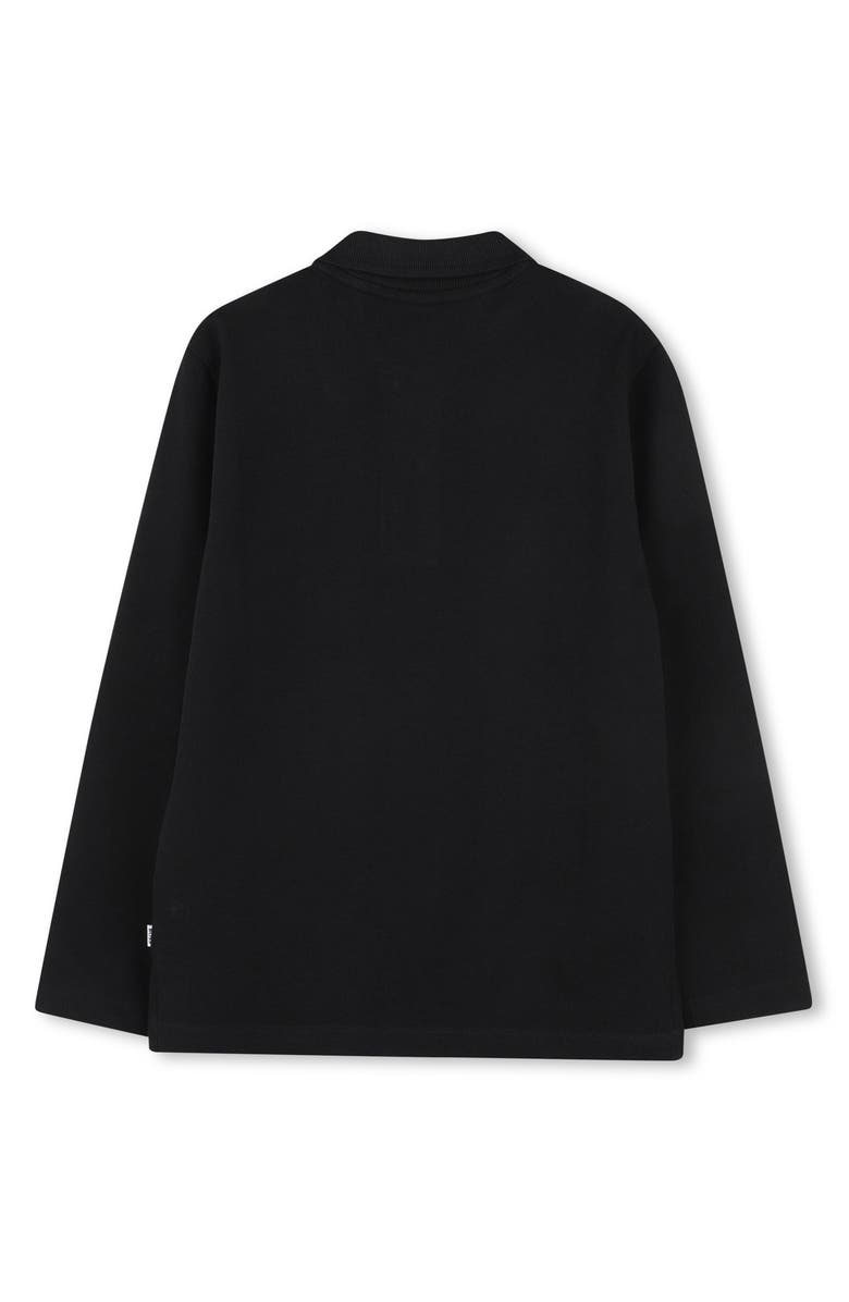 BOSS Kidswear Kids' Long Sleeve Cotton Polo, Alternate, color, Black