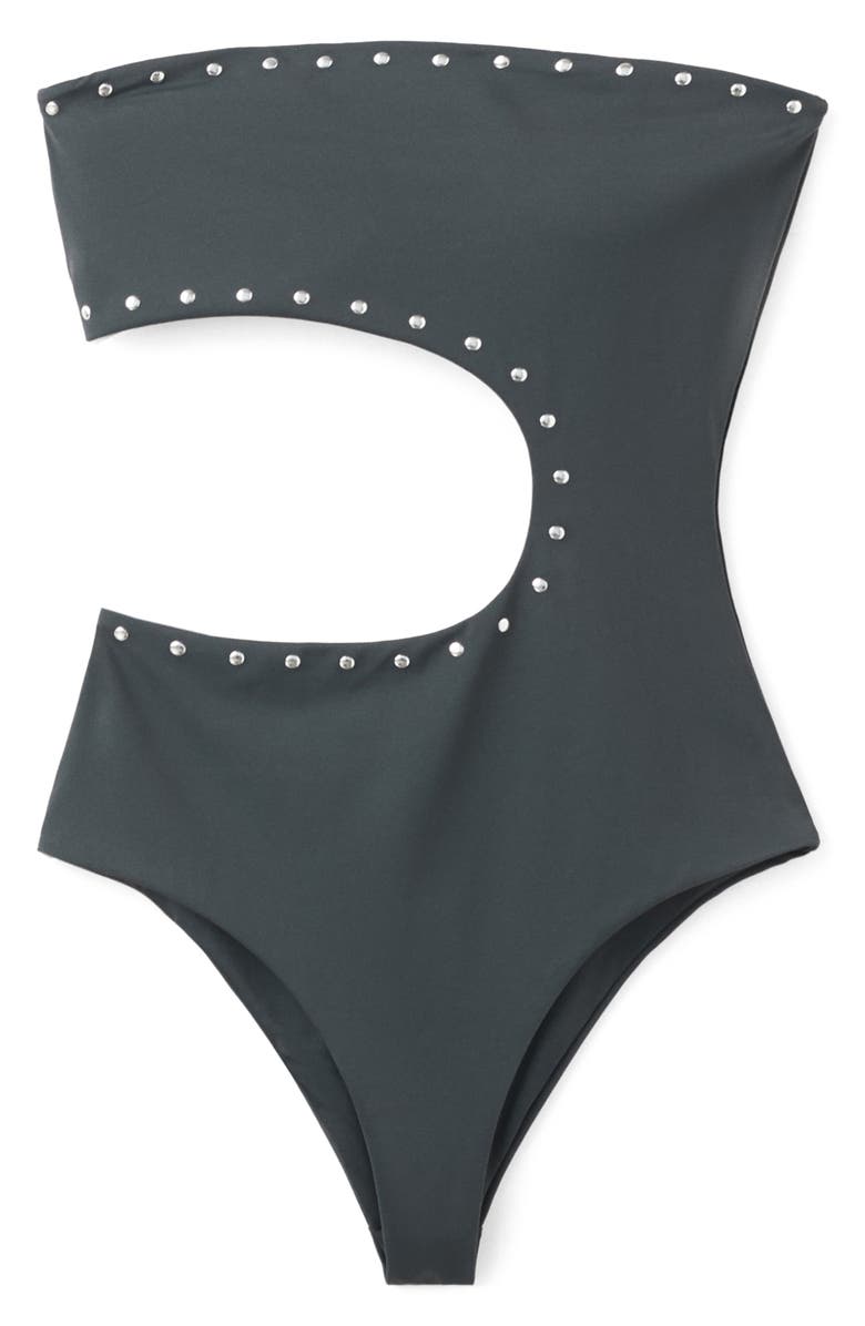 MANGO TEEN Studded Asymmetrical Cutout One Piece Swimsuit, Alternate, color,