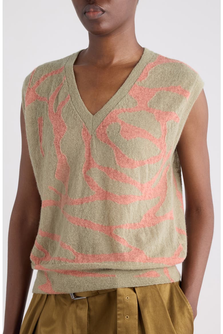 Totok Giant Couture Rose Jacquard Wool & Alpaca Blend Sweater Vest, Alternate, color, OLIVE