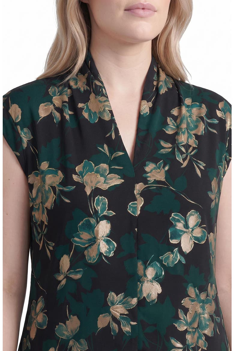 Foil Print Funnel Neck Top, Alternate, color, EVERGREEN MULTI