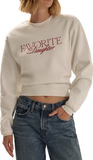 Favorite Daughter The Ritzy Embroidered Cotton Blend Crop Sweatshirt