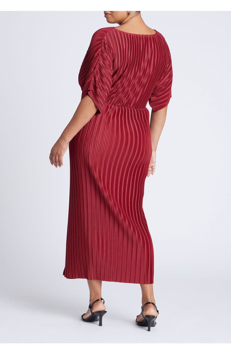 ELOQUII Draped Plisse Dress, Alternate, color, Rumba Red