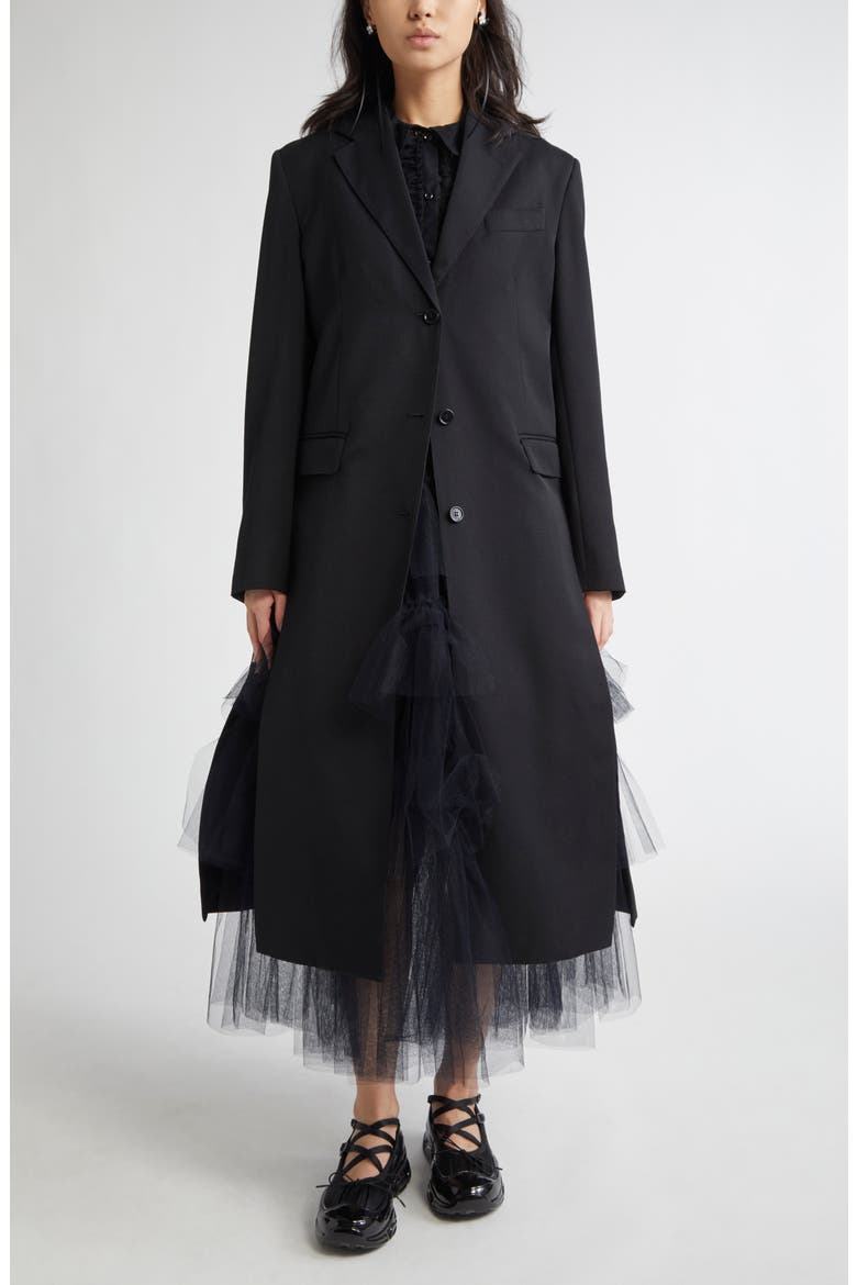 Cutout Bow Detail Worsted Coat, Main, color, BLACK