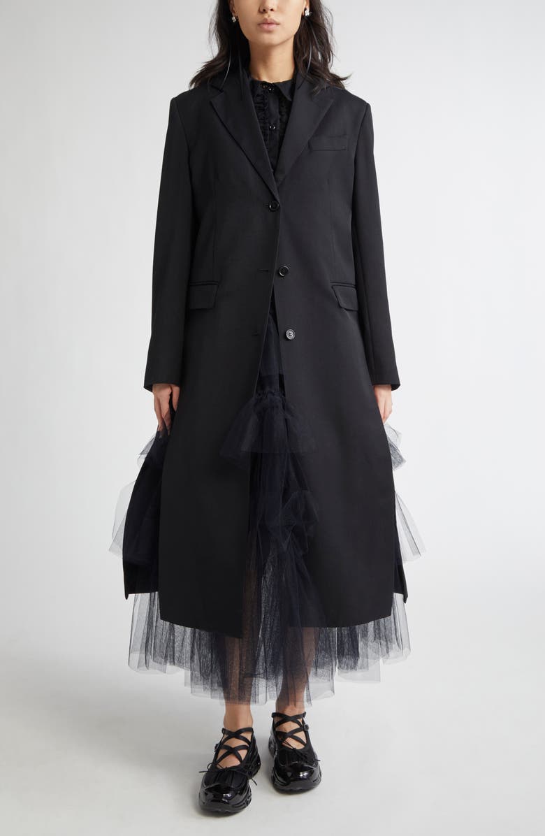 Simone Rocha Cutout Bow Detail Worsted Coat, Main, color, 
