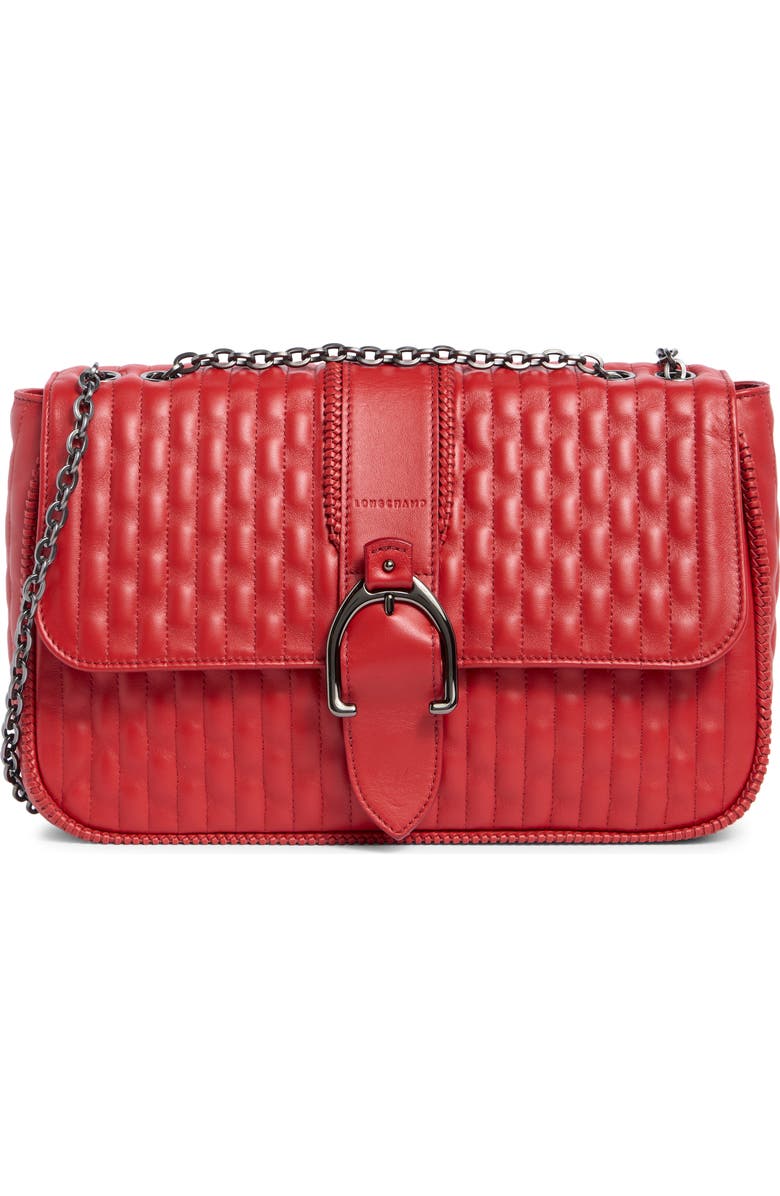 Longchamp Amazone Medium Quilted Leather Crossbody Bag, Main, color, Red