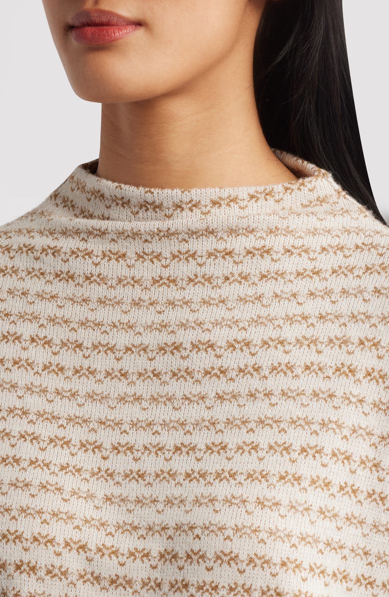 Bobeau Jacquard Mock Neck Knit Top, Alternate, color,