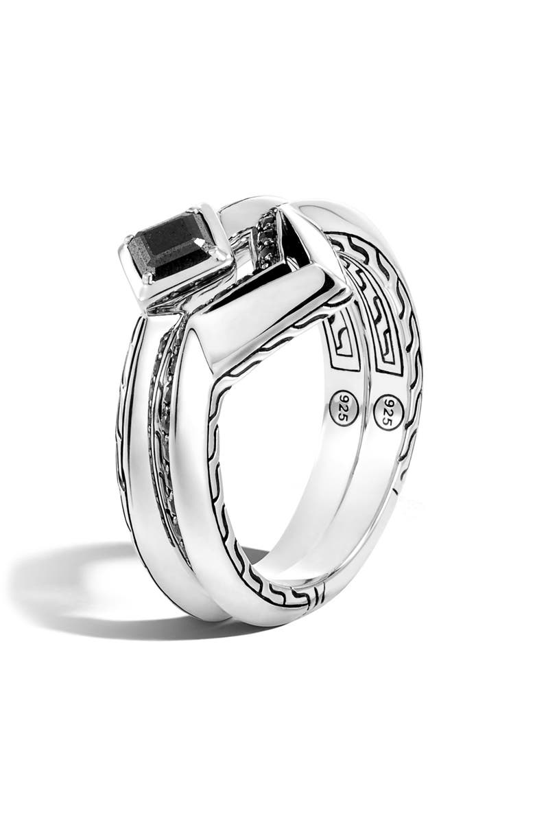 John Hardy Set of 2 Tiga Black Sapphire Stacking Rings, Alternate, color, 