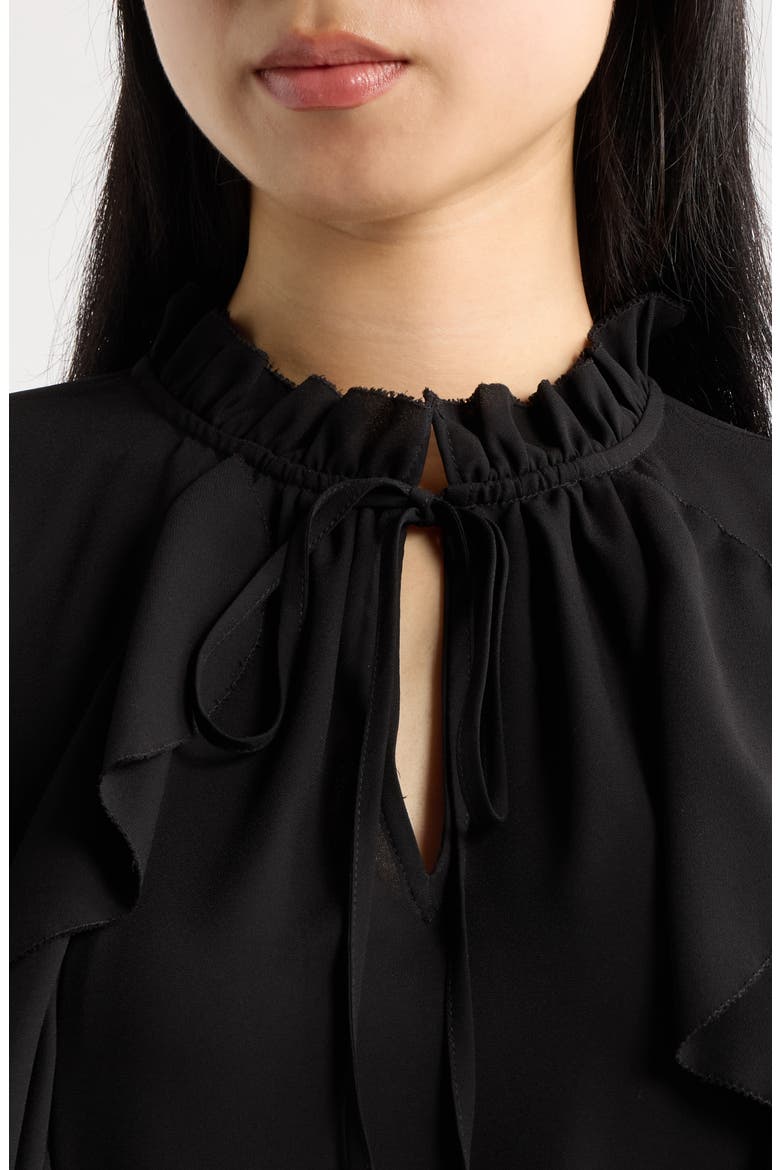 Keyhole Ruffle Top, Alternate, color, ANNE BLACK