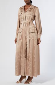 Marina Rinaldi Ottimo Fan Jacquard Long Sleeve Shirtdress